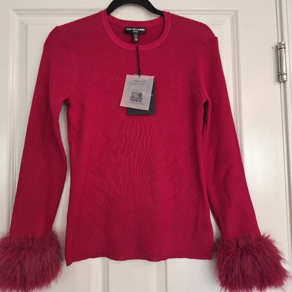 Adrienne Landauโ Wine Pinkโ Color with Faux Fur Top size M